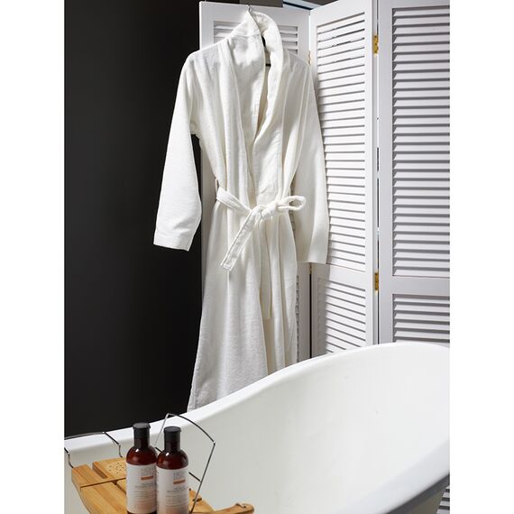Халат махровый из чесаного хлопка белого цвета из коллекции Essential, размер XL, Tkano, изображение 5