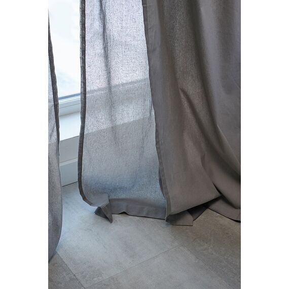 Штора из хлопка двойная базовая серого цвета из коллекции Essential, 150х290 см, Tkano, изображение 5