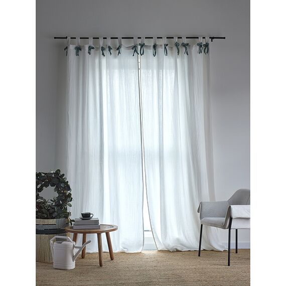 Штора из муслина с декором синего цвета из коллекции Essential, 150х290 см, Tkano, изображение 2