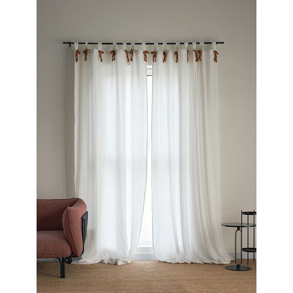 Штора из муслина с декором цвета карри из коллекции Essential, 150х290 см, Tkano, изображение 2