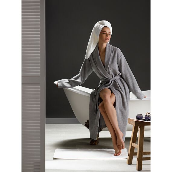 Халат махровый из чесаного хлопка серого цвета из коллекции Essential, размер XL, Tkano, изображение 5
