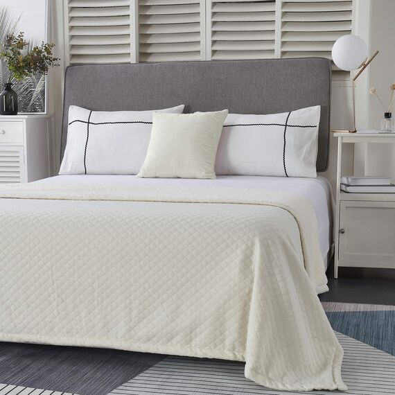 Покрывало Гранд, цвет молочный, размер 220х240 Трикотаж, Sofi de Marko, изображение 2