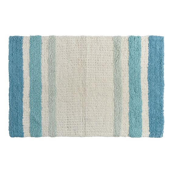 Коврик для ванной из хлопка с синей полоской коллекции Essential, 50х80 см