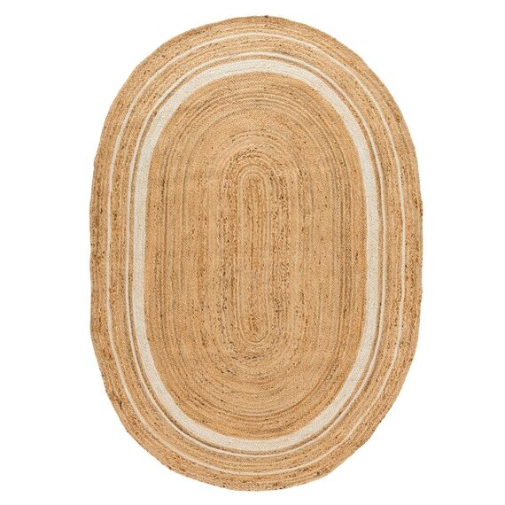 Ковер из джута овальный с вставками белого цвета из коллекции Ethnic, 200X300 см