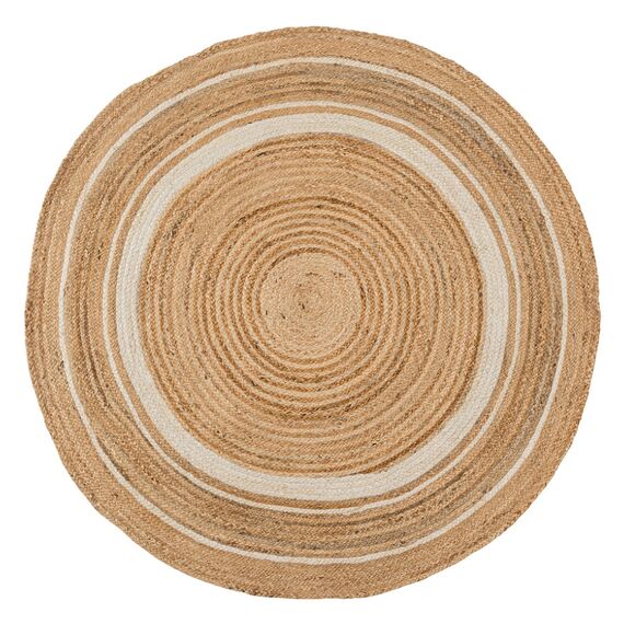 Ковер из джута круглый с вставками белого цвета из коллекции Ethnic, 150 см