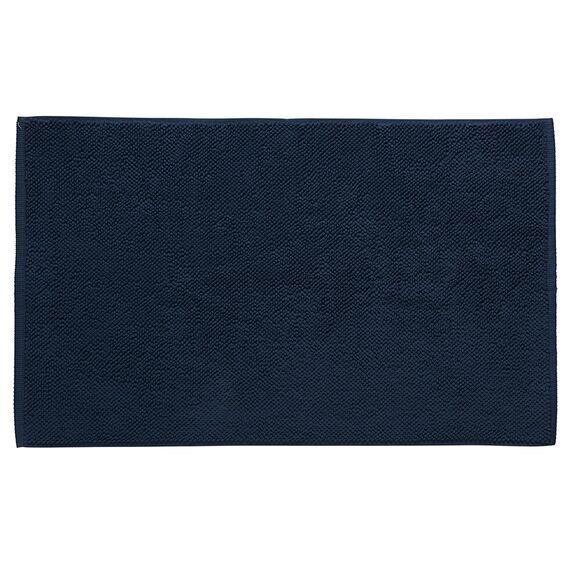 Коврик для ванной ворсовый из чесаного хлопка темно-синего цвета из коллекции Essential, 50х80 см