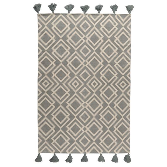 Ковер из хлопка с этническим узором Ромбы и кисточками из коллекции Ethnic, 120х180 см