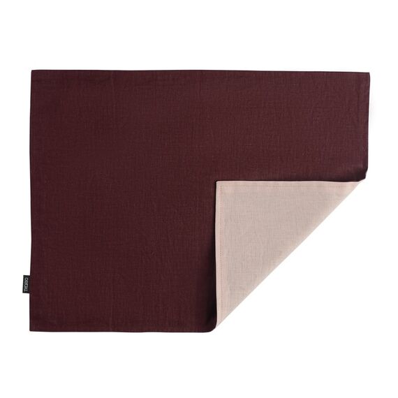 Салфетка под приборы из умягченного льна с декоративной обработкой бордо/розовый Essential, 35х45 см