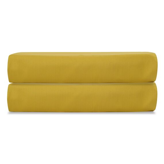 Простыня на резинке из сатина горчичного цвета из коллекции Essential, 200х200 см