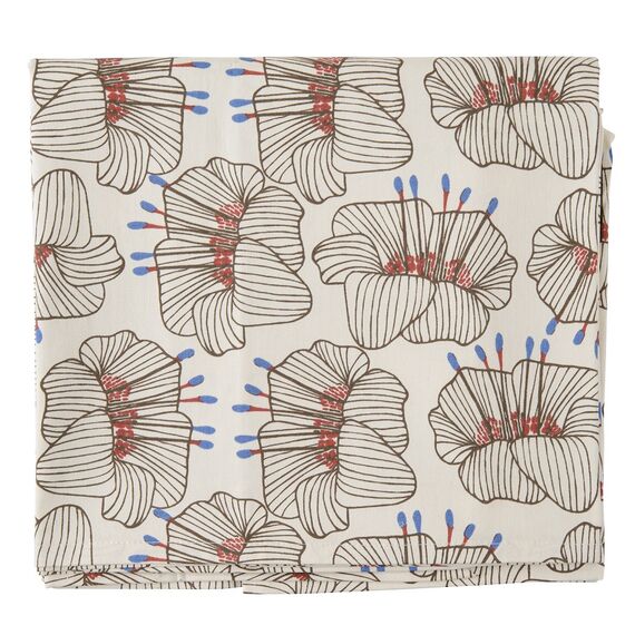 Скатерть из хлопка молочного цвета с принтом Цветы из коллекции Prairie, 170х170 см