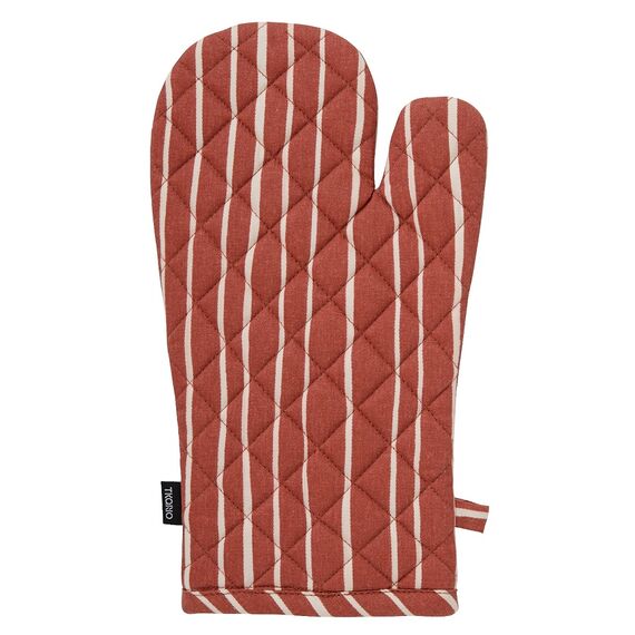 Прихватка-варежка из хлопка терракотового цвета с принтом Полоски из коллекции Prairie, 33х17,5 см