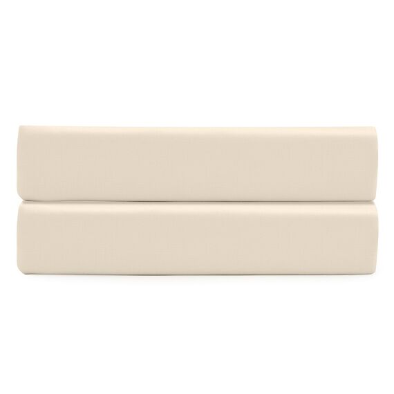 Простыня на резинке из сатина кремового цвета из коллекции Essential, 180х200х30 см