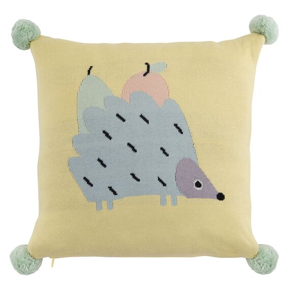 Подушка декоративная с помпонами Ежик Ugo из коллекции Tiny world 35х35 см