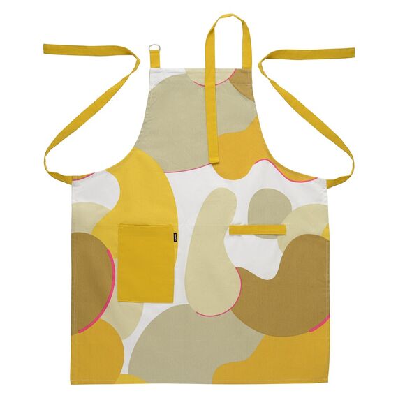 Фартук из хлопка горчичного цвета с авторским принтом из коллекции Freak Fruit, 85х70 см