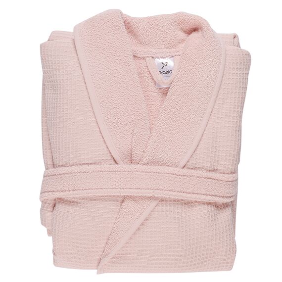 Халат банный из чесаного хлопка цвета пыльной розы из коллекции Essential, L