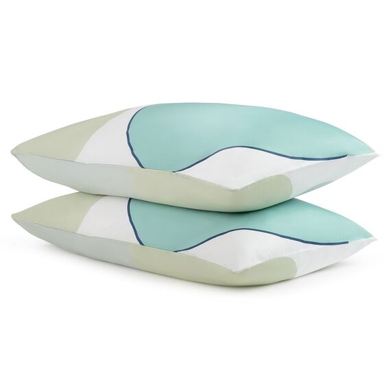 Набор из двух наволочек из сатина  мятного цвета с авторским принтом из коллекции Freak Fruit, 50х70 см