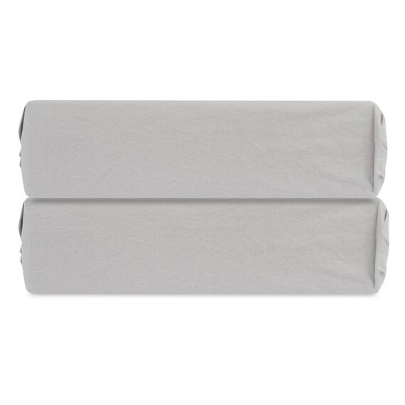 Простыня на резинке серого цвета из органического стираного хлопка из коллекции Essential, 160х200 см