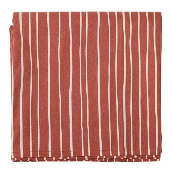 Скатерть из хлопка терракотового цвета с принтом Полоски из коллекции Prairie, 170х170 см