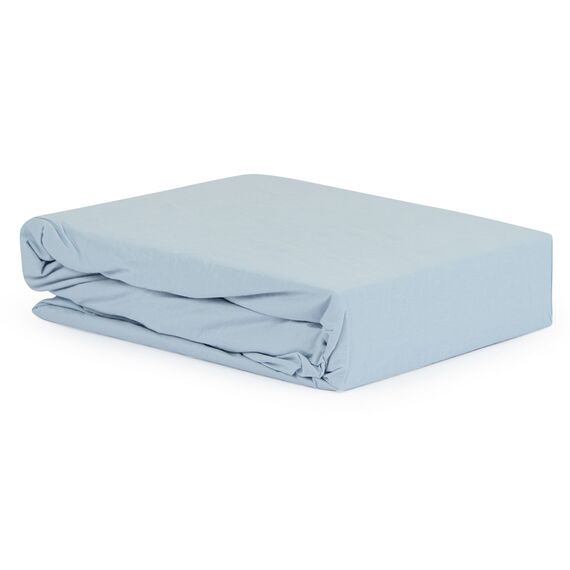 Простыня небесно-голубого цвета из органического стираного хлопка из коллекции Essential, 180х270 см
