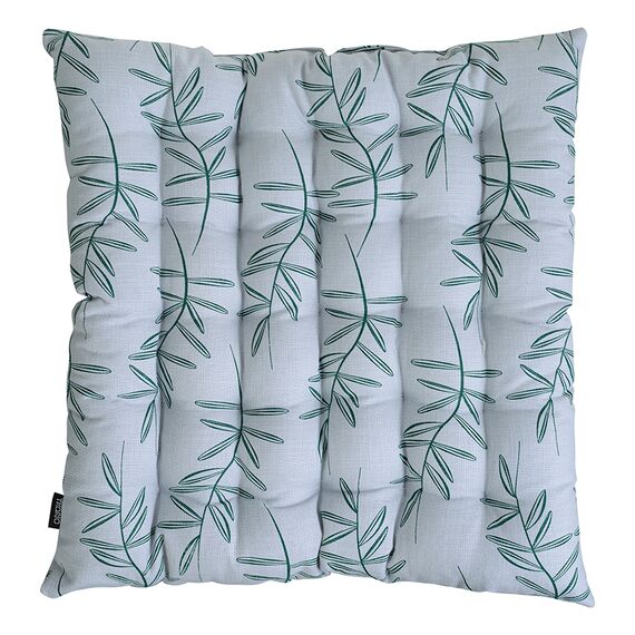 Подушка на стул стеганая из хлопка с графичным принтом Папоротник из коллекции Russian North, 40х40 см