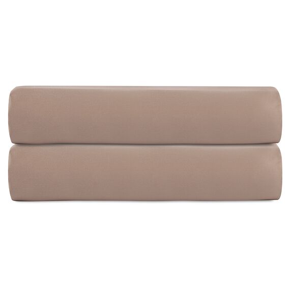 Простыня на резинке из сатина светло-коричневого цвета из коллекции Essential, 180х200х30 см