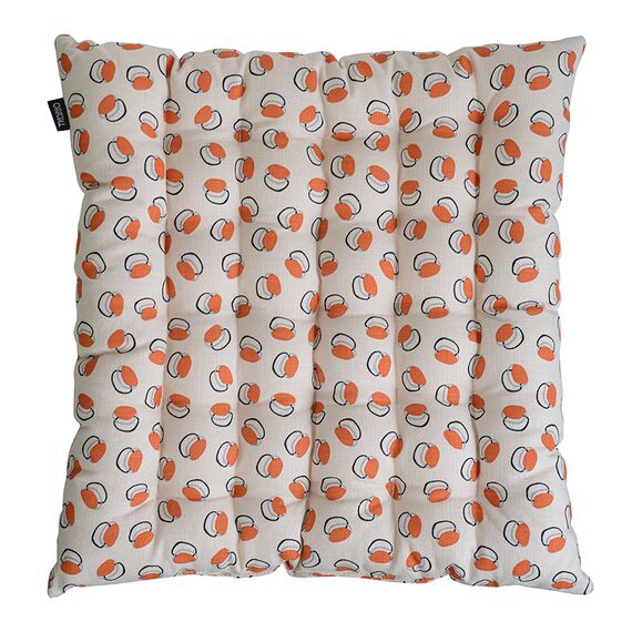 Подушка на стул стеганая из хлопка с графичным принтом Ягоды из коллекции Russian North, 40х40 см