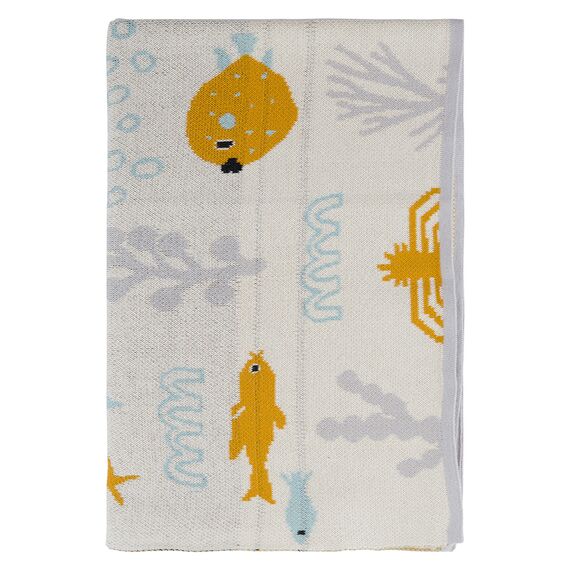 Плед из хлопка с принтом Oceania world из коллекции Tiny world 80х110 см