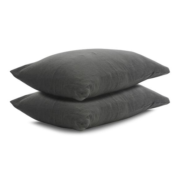 Наволочка изо льна темно-серого цвета Essential, 70х70 см