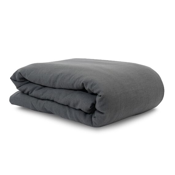 Пододеяльник изо льна темно-серого цвета Essential, 150х200 см