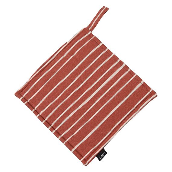 Прихватка из хлопка терракотового цвета с принтом Полоски из коллекции Prairie, 22х22 см