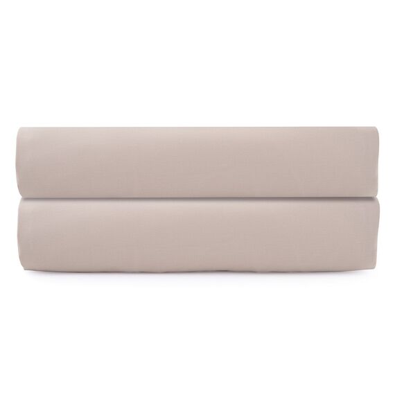 Простыня на резинке из сатина бежевого цвета из коллекции Essential, 160х200 см