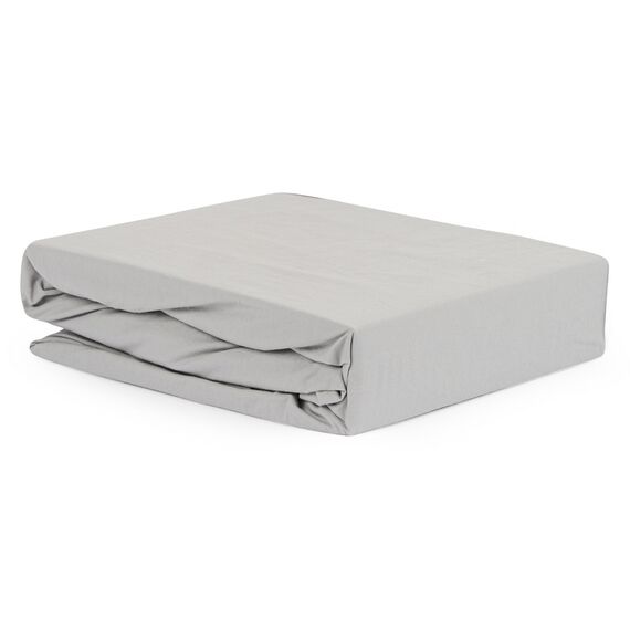 Простыня серого цвета из органического стираного хлопка из коллекции Essential, 180х270 см