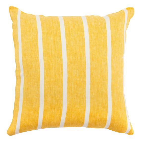 Чехол на подушку декоративный в полоску горчичного цвета из коллекции Essential, 45х45 см