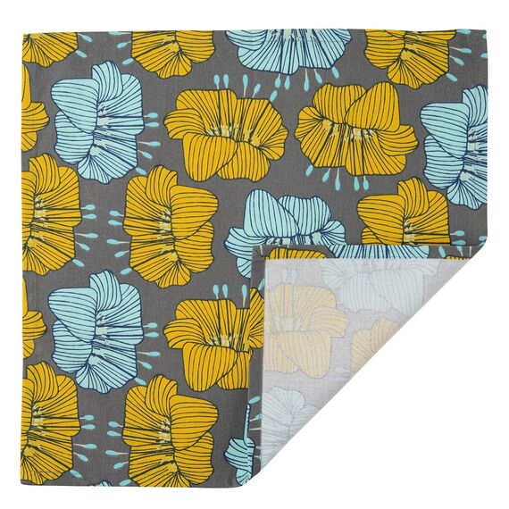 Салфетка сервировочная из хлопка серого цвета с принтом Цветы из коллекции Prairie, 45х45 см