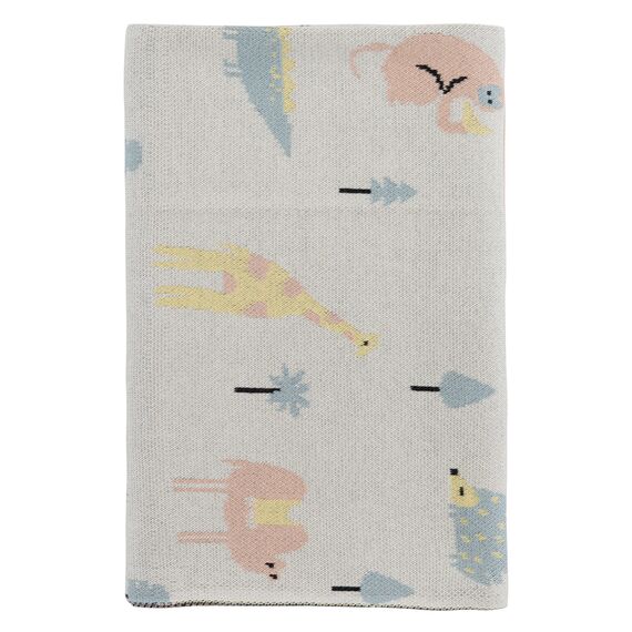 Плед из хлопка с принтом Animalia world из коллекции Tiny world 80х110 см