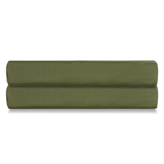 Простыня на резинке из сатина оливкового цвета из коллекции Wild, 160х200х30 см