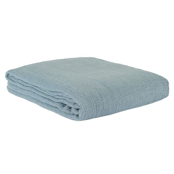 Покрывало из жатого хлопка джинсово-синего цвета  из коллекции Essential, 180х240 см